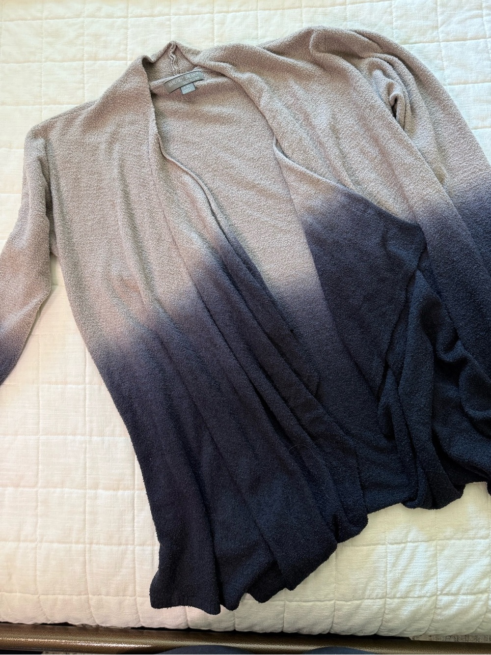 Barefoot Dreams Ombre Open-Front Women’s Cardigan Sweater - Taupe to Black - Picture 8 of 8